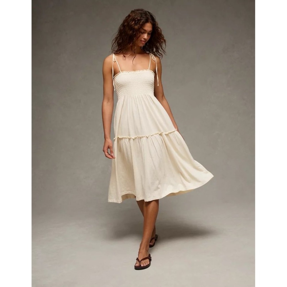 American Eagle Sunchaser Convertible Tiered Maxi Skirt Dress Cotton Medium